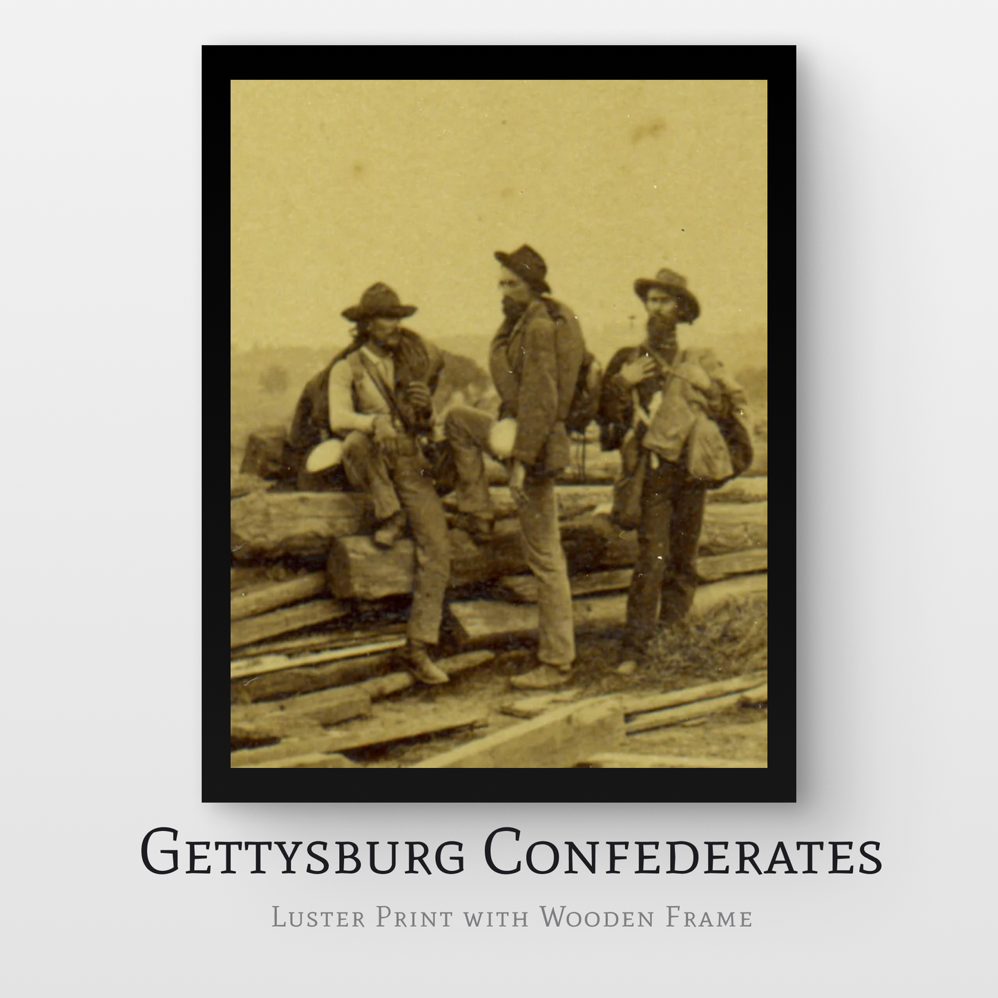 Gettysburg Confederates Luster Print with Wooden Frame