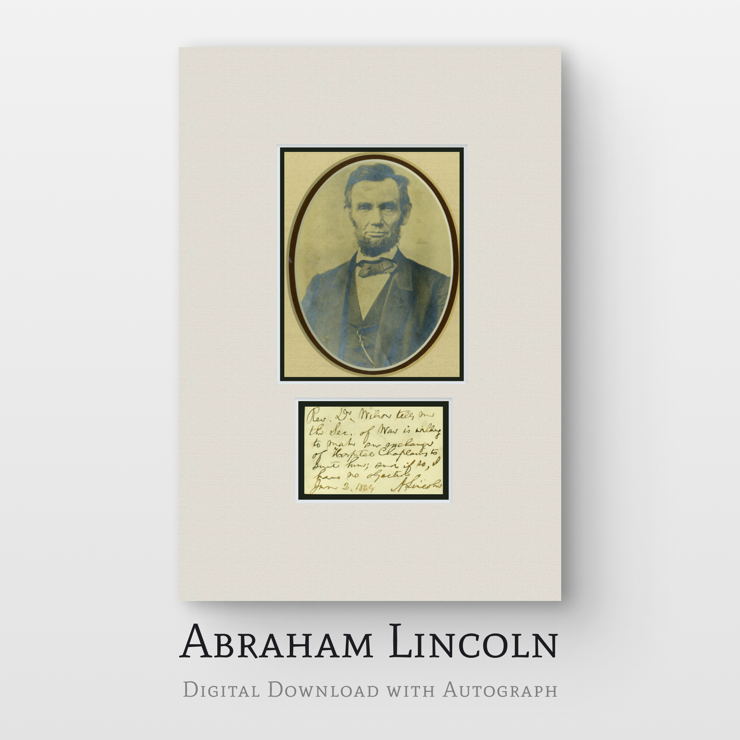 Abraham Lincoln Digital Download with Autograph