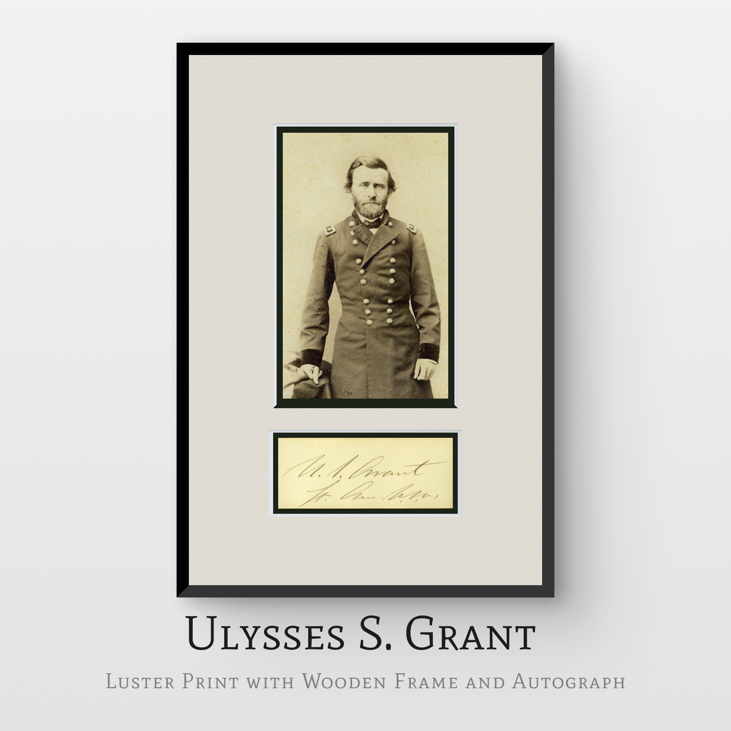 Ulysses S. Grant Luster Print with Wooden Frame and Autograph