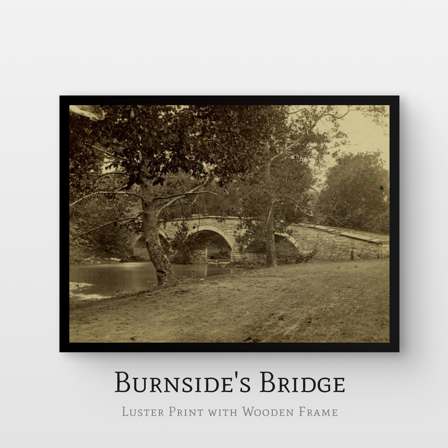 Burnside's Bridge Luster Print with Wooden Frame