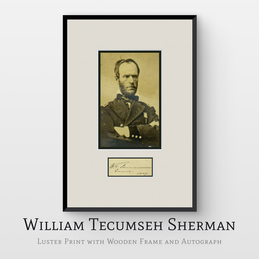 William Tecumseh Sherman Luster Print with Wooden Frame and Autograph