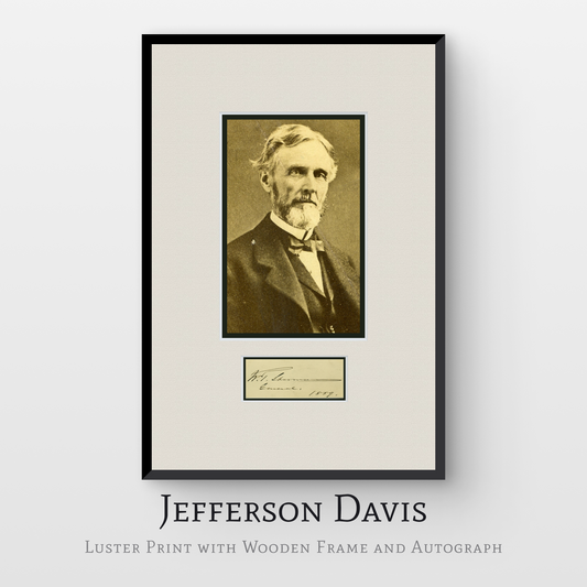 Jefferson Davis Luster Print with Wooden Frame and Autograph